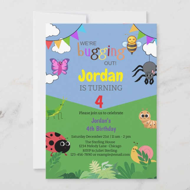 Invitation d'Anniversaire de enfant à thème de bog (Devant)