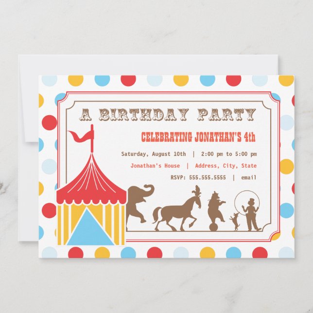 Invitation d'anniversaire de enfant - cirque (Devant)