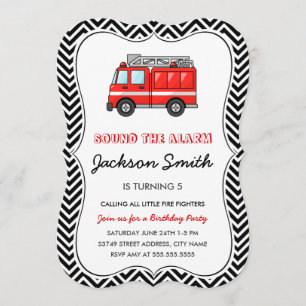 Invitation d'Anniversaire de enfant de camion-feu