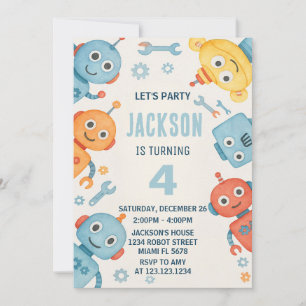 Invitation d'Anniversaire de enfant robotisé à l'a