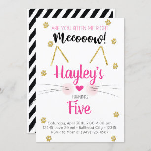 Invitation d'Anniversaire de enfant rose et or Kit