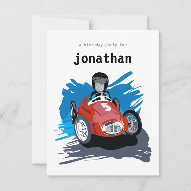 Invitation d'anniversaire de enfant - voiture de (Devant)