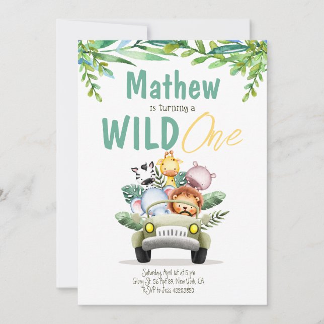 Invitation d'Anniversaire de enfant Wild One Safar (Devant)