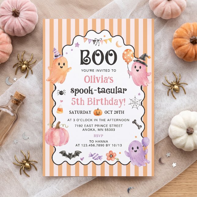 Invitation d'anniversaire de fantôme mignon Boo  (Créateur téléchargé)