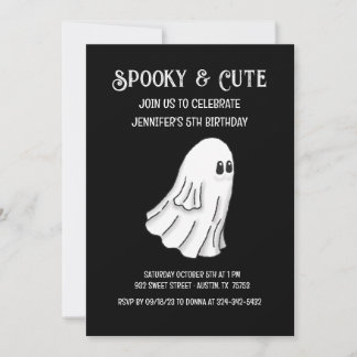 Invitation d'anniversaire de fantôme mignon et eff
