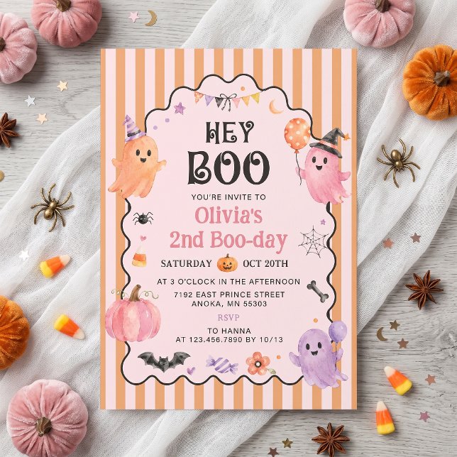 Invitation d'anniversaire de fantôme mignon et eff (Créateur téléchargé)