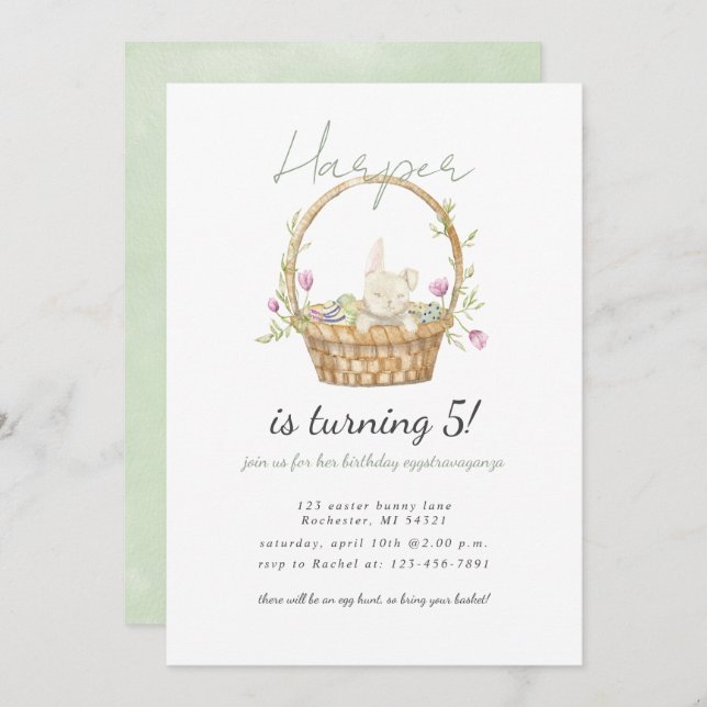 invitation d'anniversaire de faucon pâque aquarell (Devant / Derrière)