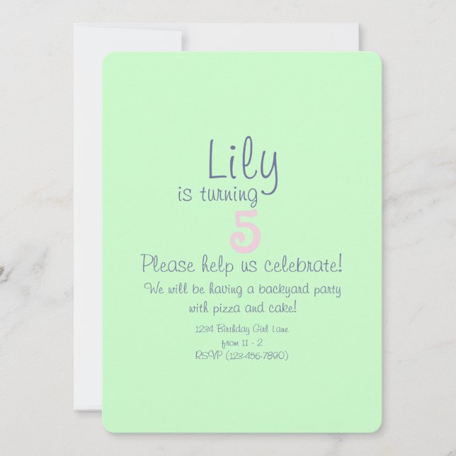 Invitation d'anniversaire de fée de fleurs mignonn (Devant)