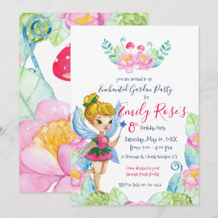 Invitation d'anniversaire de fée de jardin enchant