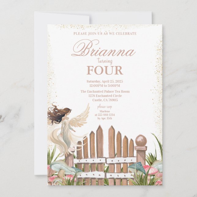 Invitation d'anniversaire de fée de jardin magique (Devant)