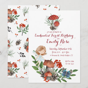 Invitation d'anniversaire de fée de la forêt encha