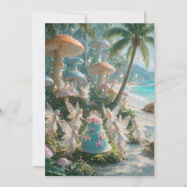 Invitation d'anniversaire de fée de l'océan sarcel (Devant)