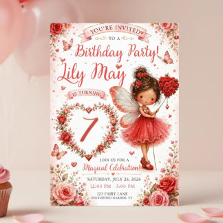 Invitation d'anniversaire de fée | Jardin de roses