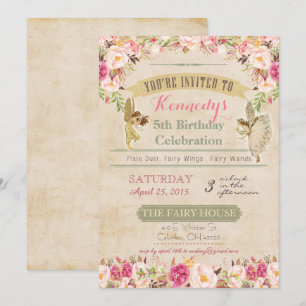 Invitation d'anniversaire de fée vintage