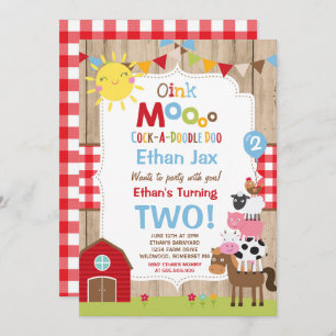Invitation d'anniversaire de ferme Barnyard fête d