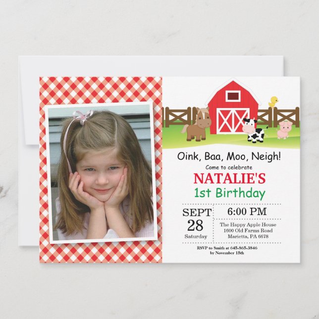 Invitation d'anniversaire de ferme Barnyard Party (Devant)