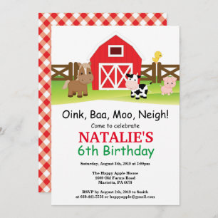 Invitation d'anniversaire de ferme Barnyard Party