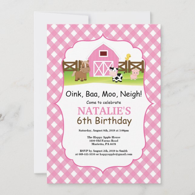Invitation d'anniversaire de ferme Barnyard Party (Devant)