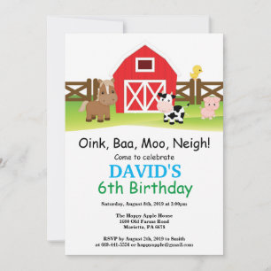 Invitation d'anniversaire de ferme Barnyard Party