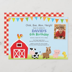 Invitation d'anniversaire de ferme Barnyard Party