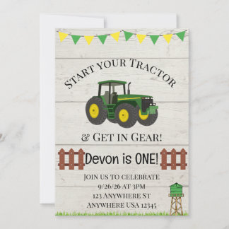 Invitation d'anniversaire de ferme de tracteur pou
