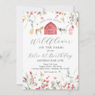 Invitation d'anniversaire de ferme fleur sauvage