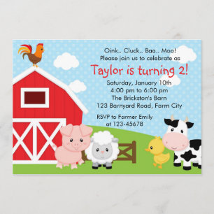 Invitation d'anniversaire de ferme - Garçon (bleu)
