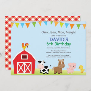 Invitation d'anniversaire de ferme Pays Barnyard P
