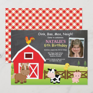 Invitation d'anniversaire de ferme Pays Barnyard P