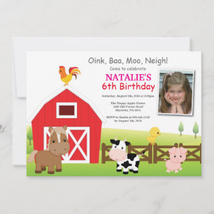 Invitation d'anniversaire de ferme Pays Barnyard P