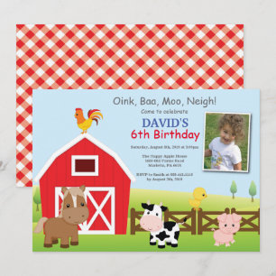 Invitation d'anniversaire de ferme Pays Barnyard P