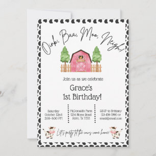 Invitation d'anniversaire de ferme - Vache Imprime