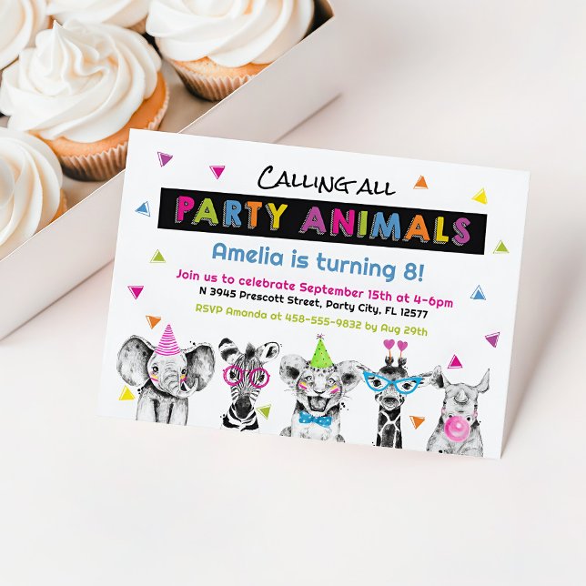 Invitation d'anniversaire de fête (Party Animal Birthday Invitation)