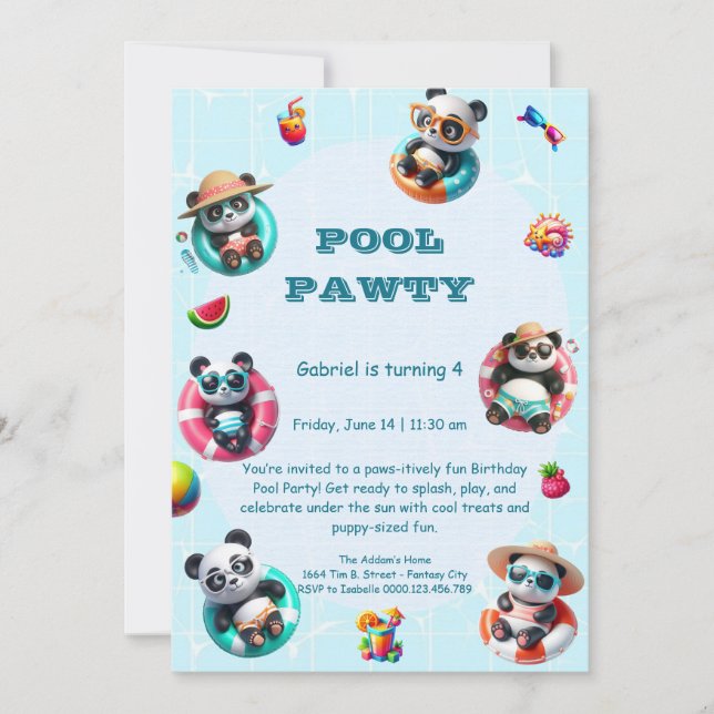 Invitation d'anniversaire de fête au bord de la pi (Devant)