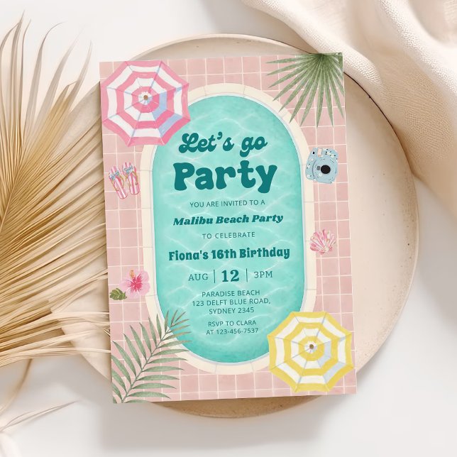 Invitation d'anniversaire de fête au bord de la pi (Créateur téléchargé)
