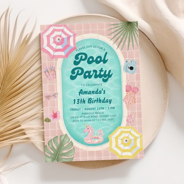 Invitation d'anniversaire de fête au bord de la pi (Créateur téléchargé)