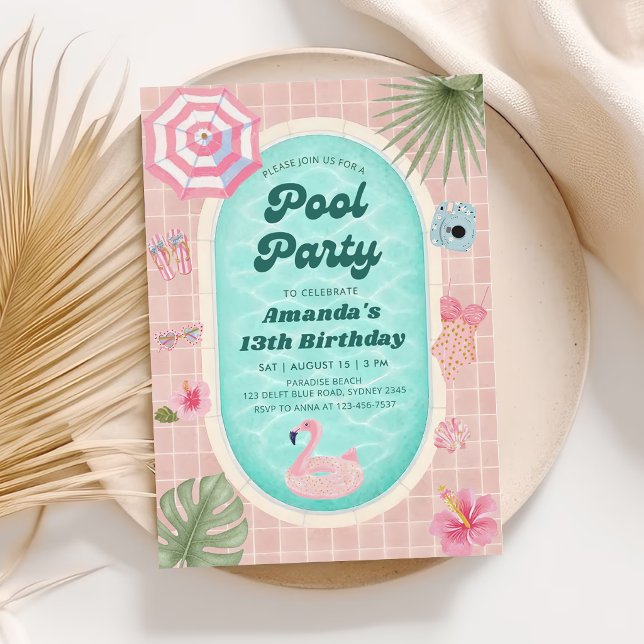 Invitation d'anniversaire de fête au bord de la pi (Créateur téléchargé)