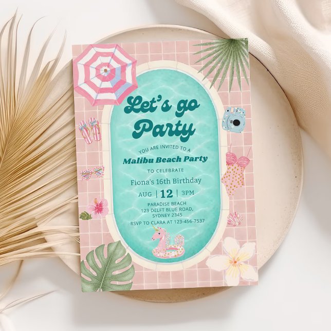 Invitation d'anniversaire de fête au bord de la pi (Créateur téléchargé)