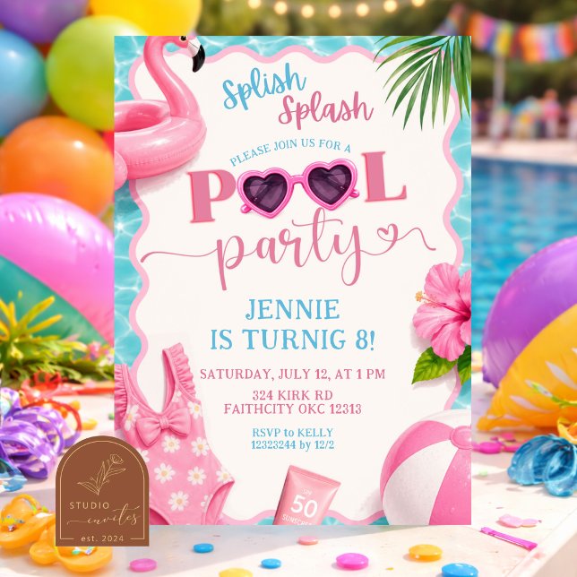 Invitation d'anniversaire de fête au bord de la pi (Créateur téléchargé)