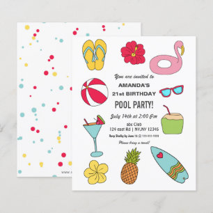 Invitation d'anniversaire de fête au bord de la pi
