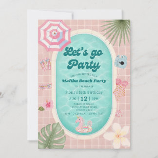Invitation d'anniversaire de fête au bord de la pi