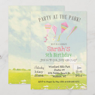Invitation d'anniversaire de fête au parc pour tou