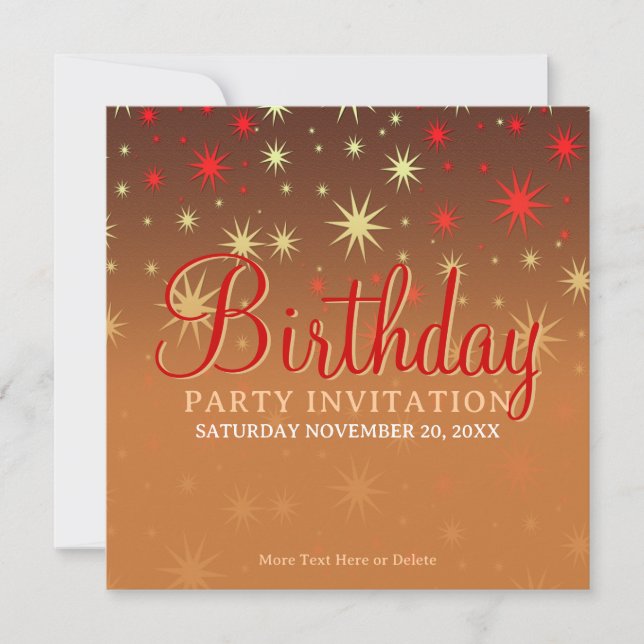 Invitation d'anniversaire de fête aux étoiles scin (Devant)