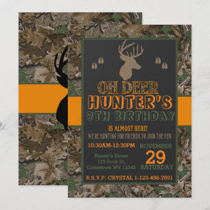 Invitation d'anniversaire de fête de cerf buck cam