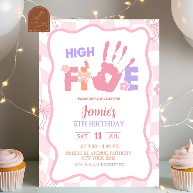 Invitation d'anniversaire de fête de cinq doigts r (Créateur téléchargé)