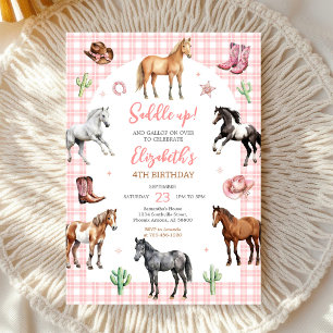 Invitation d'anniversaire de fête de cowgirl à che