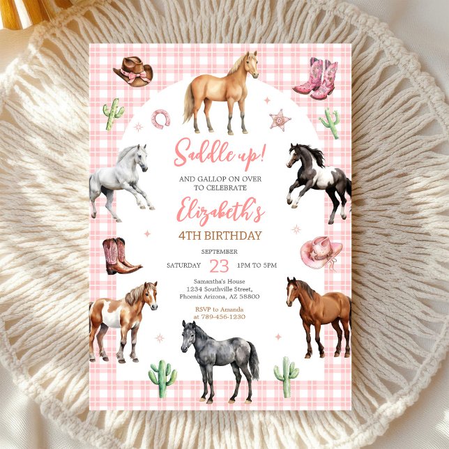 Invitation d'anniversaire de fête de cowgirl à che (Créateur téléchargé)