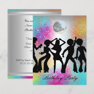 Invitation d'anniversaire de fête de danse disco 1