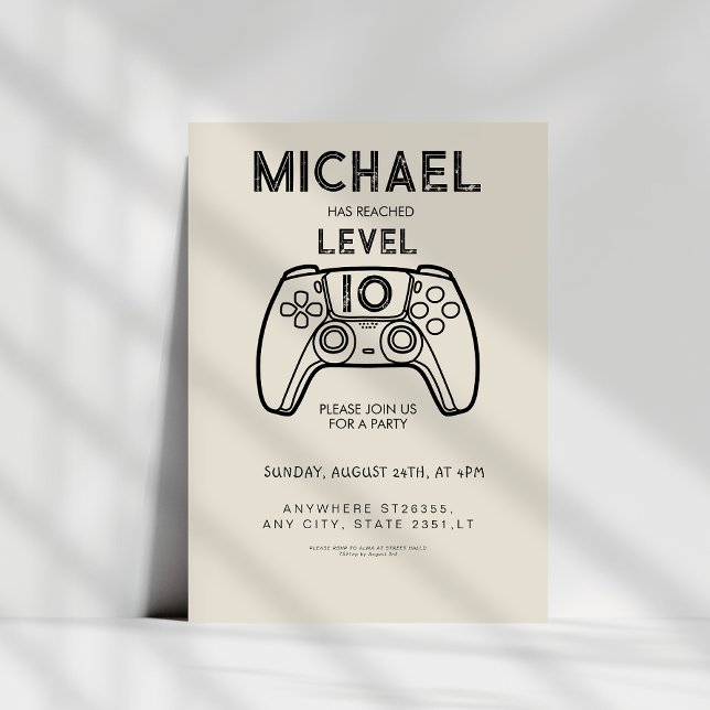 Invitation d'anniversaire de fête de jeu vidéo niv (Créateur téléchargé)