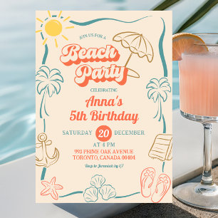 Invitation d'anniversaire de fête de plage d'été m